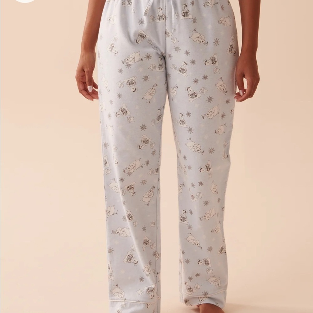 NWT La Vie en Rose Women's Pajama Set in Light Blue Animal Flannel size M - Picture 4 of 16